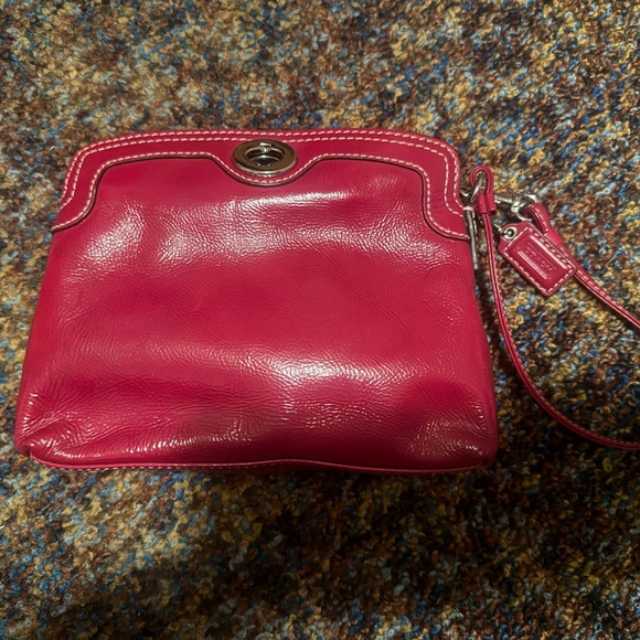 Coach Handbags - Coach Red Leather Wristlet Clutch